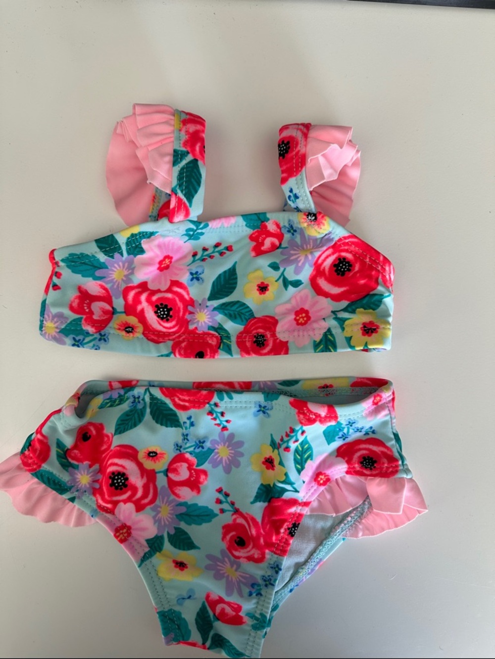 George Floral Two-Piece Swim Set - Pink & Aqua